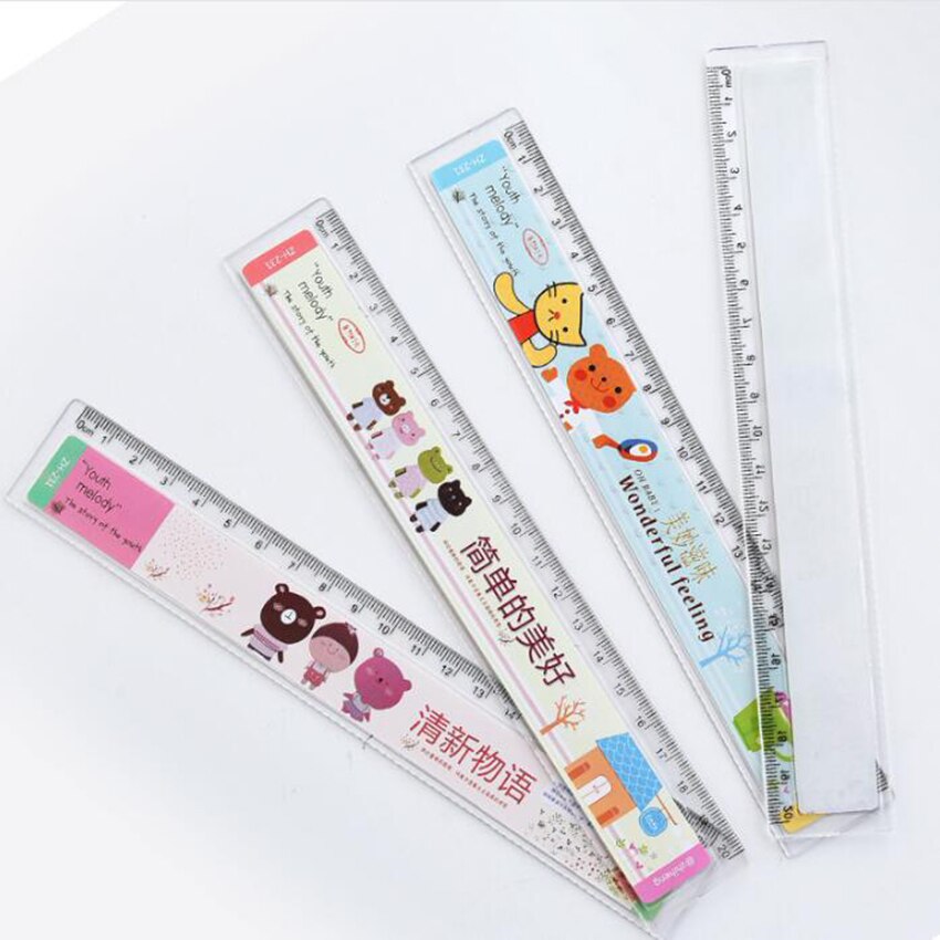 Mini regla de 20 Cm con dibujos animados para niños, regla recta de estudio, medida de papelería, 1 unidad