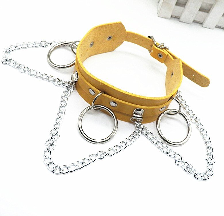 WKOUD EAM Neue Punk Joker Hip-hop Halskette Halsband Schmuck Halskette Dame Flut PF328: yellow