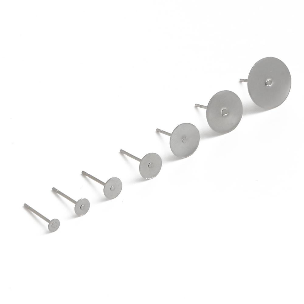 100/200pcs Stainless Steel Blank Earring Stud Base Pins Earrings Earplug For DIY Jewelry Making Accessories Supplie