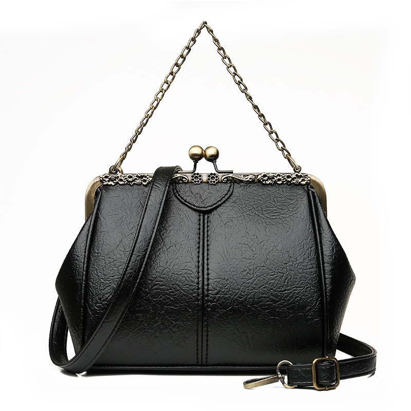 Bolso de cuero de poliuretano para mujer, bandoleras cruzadas, Vintage, suave, de de: Black