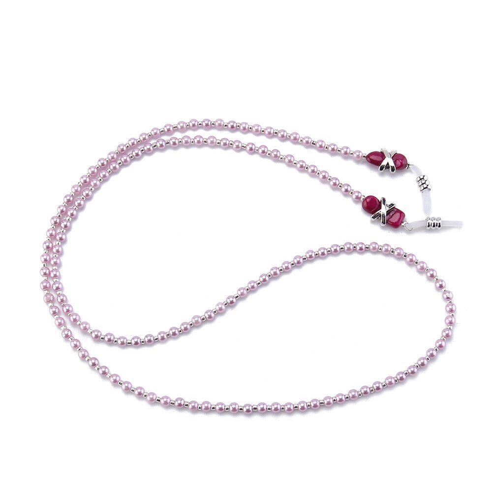 Chic Leesbril Ketting Voor Vrouwen Metalen Zonnebril Snoeren Casual Parel Kralen Glazen Ketting Voor Bril Vrouwen: Roze