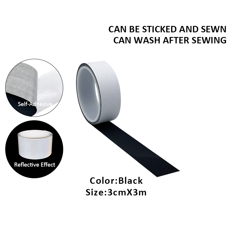 Roadstar Black Reflector Self-Adhesive Reflective Fabric Car Sticker Warning Tape Safety Mark Stick on Car Bag Helmet RS-800BJ: black