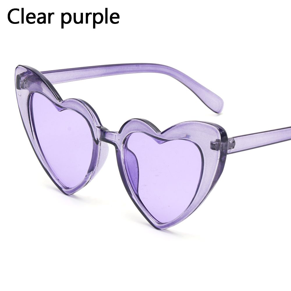 Hart Zonnebril Vrouwen Cat Eye Zonnebril Vrouwelijke Retro Liefde Hart Vormige Glazen Dames UV400 Bescherming: Clear purple