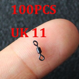 100PCS Carp Fishing Rolling Swivels Connectors Quick Change Swivels UK 8 11 20 Micro Swivel Carp Rig Making Swivels Matt Black: 100PCS Size 11