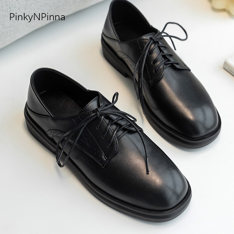 Preppy Stijl Vrouwen Oxford Schoenen Jaar Lente Laced Up Casual Schoenen Street School Plus Size Jonge Dames Kantoor commuter