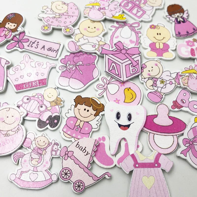 30 stuks cartoon baby zonder gaten naaien houten knopen willekeurige gemengde decoratieve knopen flatback scrapbooking maken  wb622