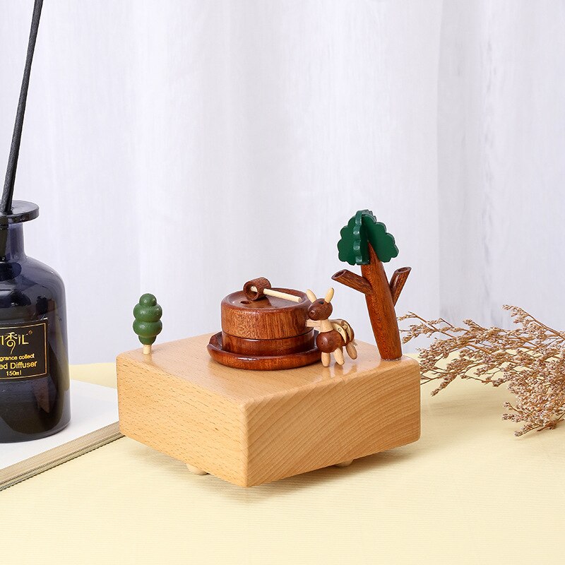 Rotary music box Choose eco-friendly wood Wood crafts music box A birthday Music box