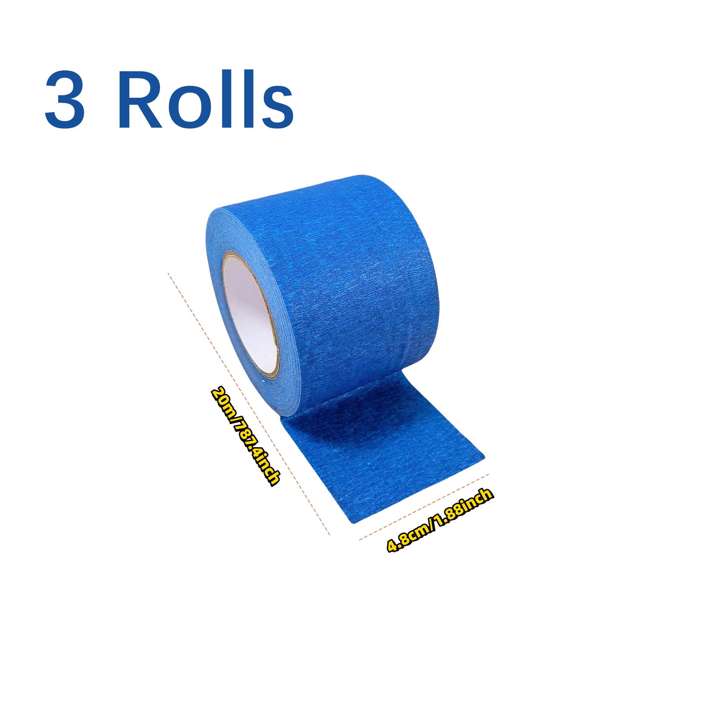 3 rollen/set verftape Multi-oppervlak maskeren te verwijderen Verftape Beveiliging Muurschildering Ambachten Kunst Bouw Thuis 20 m/rol: Champagne
