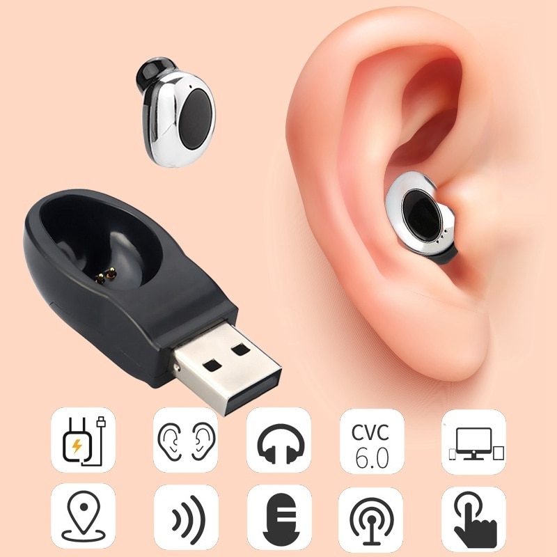 Mini Onzichtbare Draadloze Bluetooth Oortelefoon Hoofdtelefoon voor telefoon Handsfree Magneet USB Charger in ear oortelefoon Headsets met Microfoon