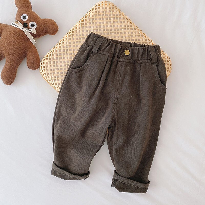 Pantaloni Casual per bambini pantaloni a fondo pantaloni a righe elastici a costine abbigliamento per neonati tinta unita per bambini vestiti per bambina: grey / 3T