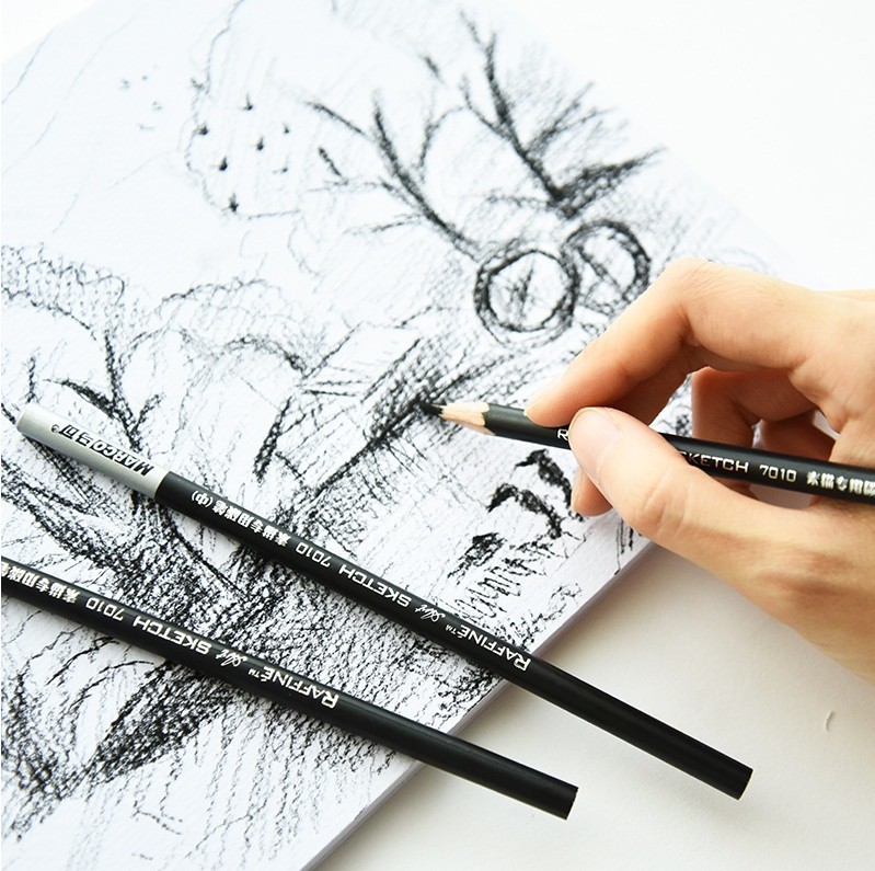 Lápiz de arte negro suave/mediano/duro de carbón blanco de alto brillo, bolígrafo especial para examen de dibujo HB pintado a mano para estudiantes, 3 uds.