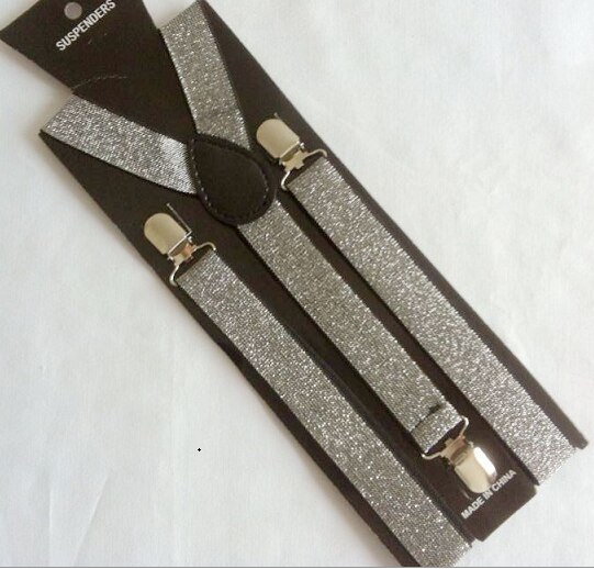 Unisex justerbare clip-on seler elastisk guld og sølv seler til mænd og kvinder