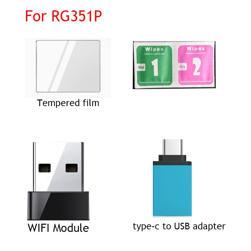 Anbernic Onderdelen Voor RG351M/RG350M/RG351P/RG350/RG350P/RG280V/RG280M Universele Tas Glas Screen protector Hd Kabel Hd Retro Game: For RG351P