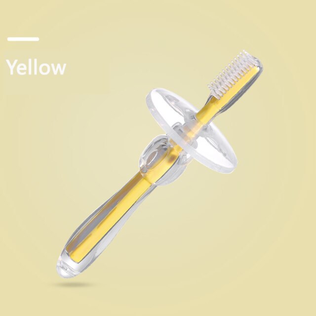 Cepillos dentales de silicona suave para bebé, cepillos de dientes para niño, herramienta para recién nacido, mordedor para bebé, salud y seguridad: Yellow