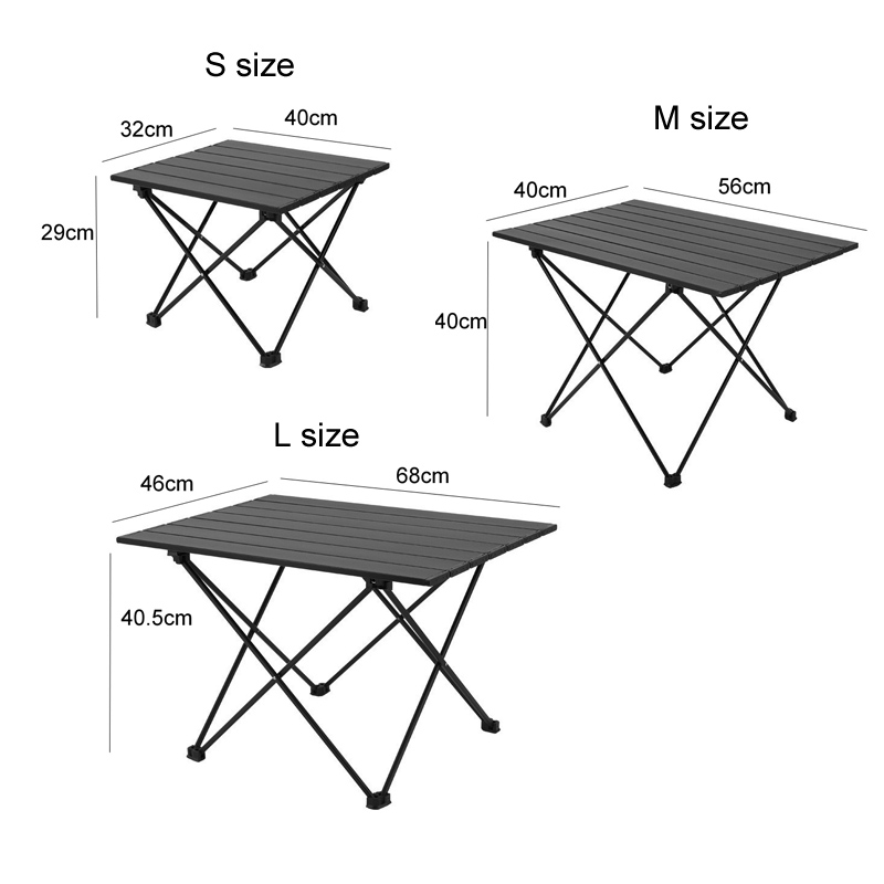 Zwart aluminium opklapbaar campingtafelbureau - lichtgewicht rollend 3 maten opties beschikbaar