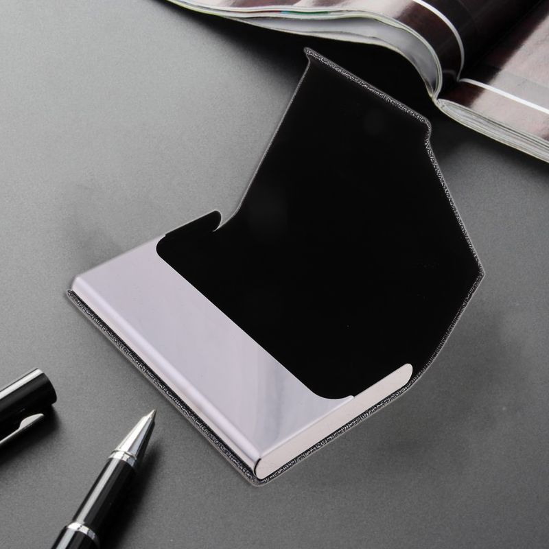 metal business card case, portable business card holder, can hold 20 business cards