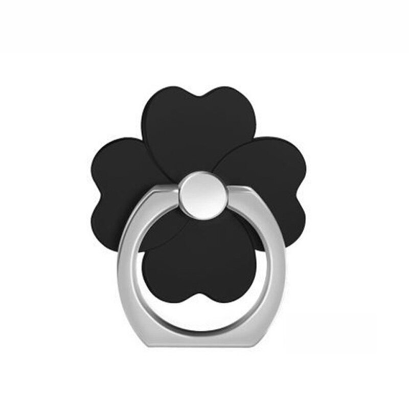 Finger Ring Phone Holder Stand for Mobile Phone Tablet pc Universal Flower/Cat Shape Multifunctional Ring Holder: Flower-black