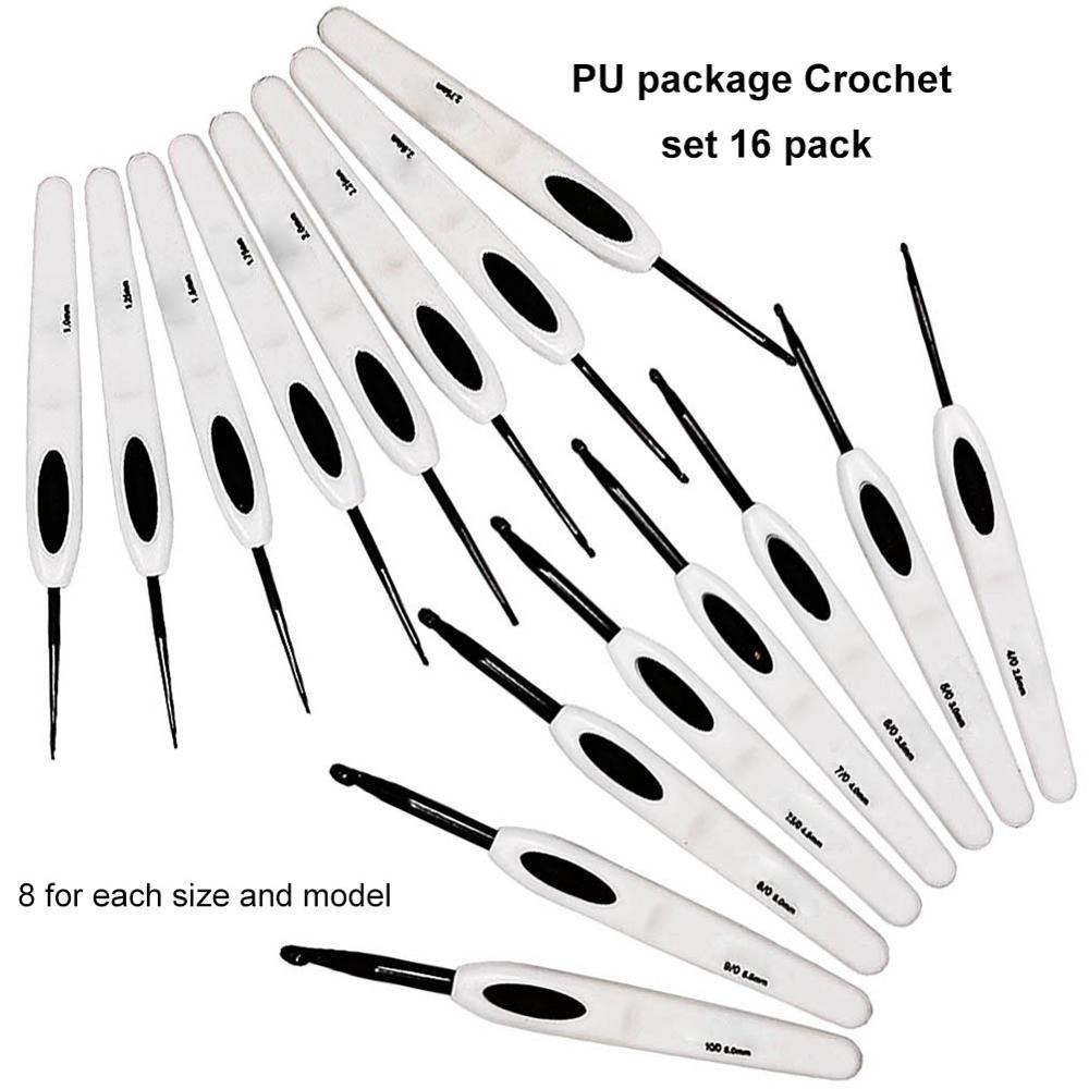 16pcs Crochet Hook Set with Ergonomic Handles for Yarn Craft Set Extra Long Crochet Hooks Perfect for Arthritic Hands 1-6mm