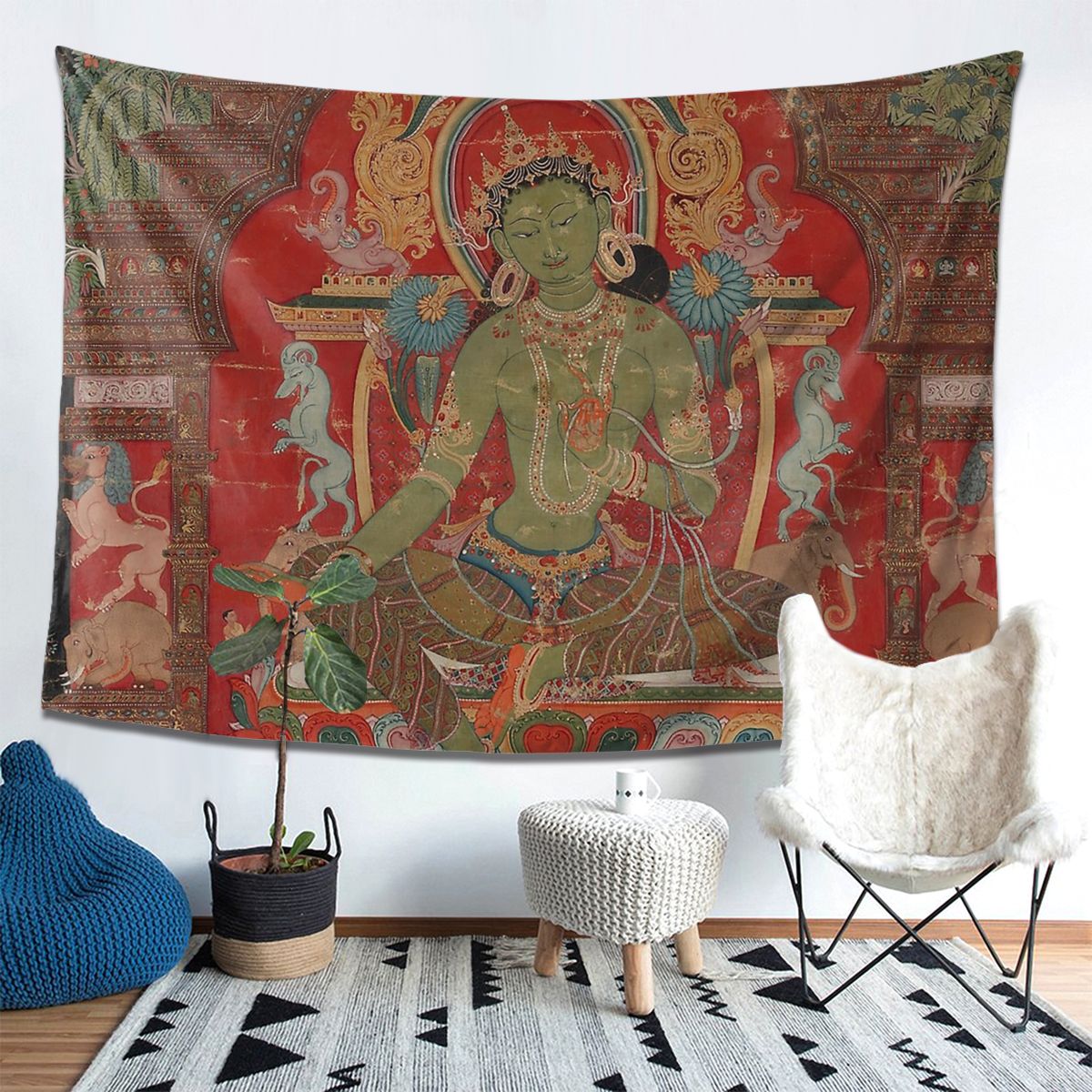 Buddha Tapestry Hanging Tapiz Bedspread Art Meditation Yoga Zen Buddhism Spiritual Buddhist Wall Cloth Polyester Beach Mat