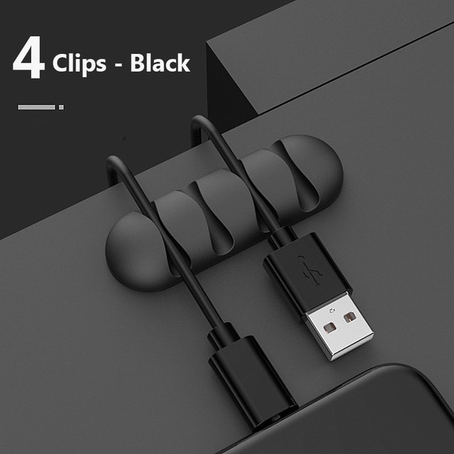 Silicone Cable Organizer USB Cable Winder Flexible Cable Management Clips For Mouse Headphone Earphone Car Cable Holder: 1PC 4 Port