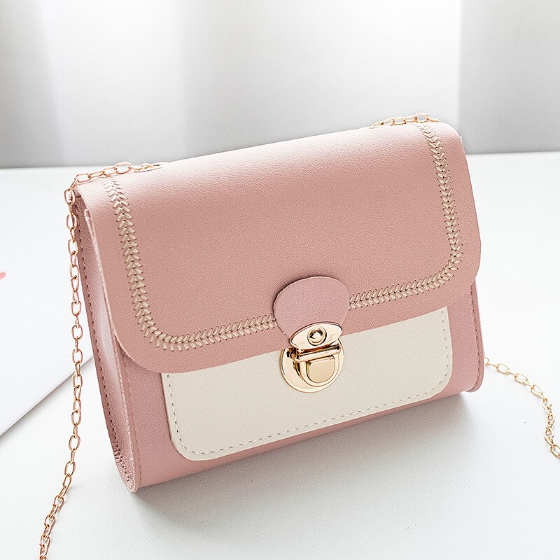 Women Shoulder Bag Casual Handbag for Women Mini Bags Chain Handle Messenger Crossbody Bags Lady Lock Wallet Handbags: Pink