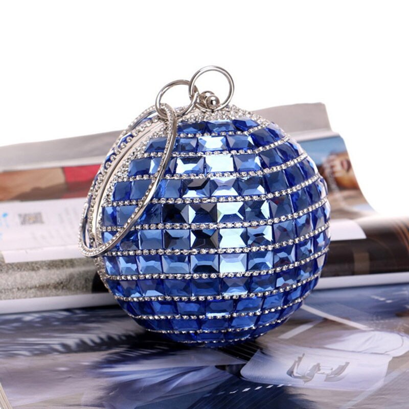 Zzslhl dames avondtassen diamanten handtassen mini bolvormige tassen dames luxe clutches  a1376: Blauw