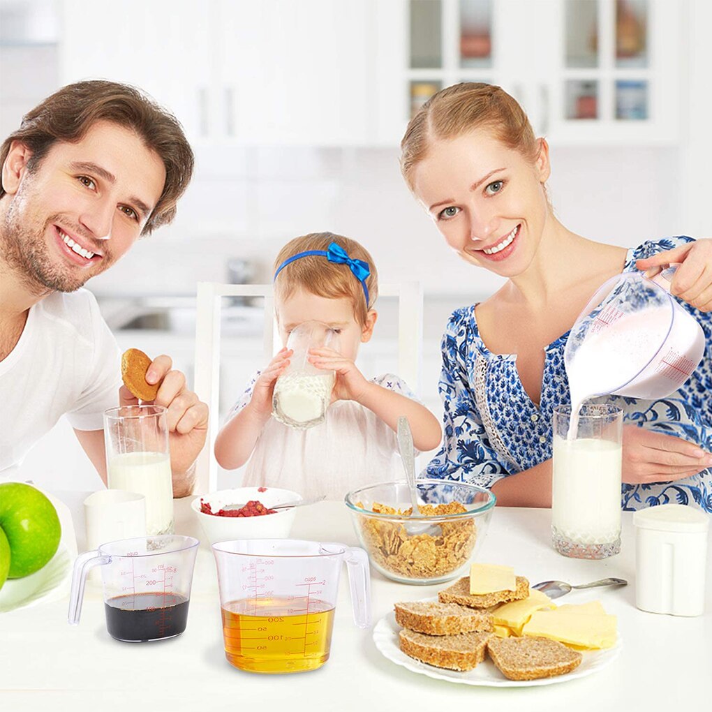 3pcs Measuring Cups Stackable Measuring Jugs Plastic Handle Kitchen Cooking Measurements Cup with graduated