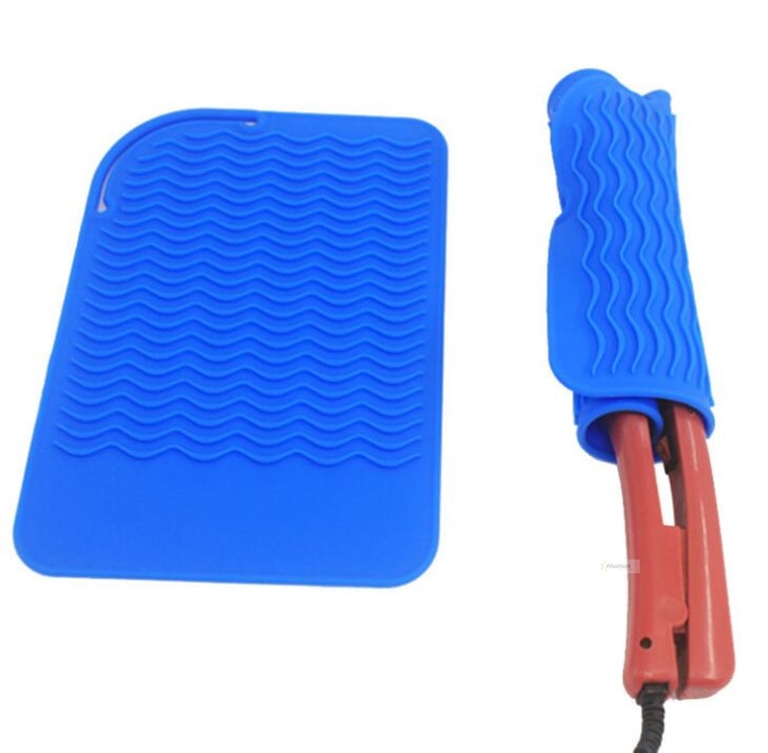 Funda de silicona para plancha de pelo, cojín para plancha resistente al calor para rizar el pelo, alisador de cera, secador plano, herramientas de estilismo de salón 1 unidad
