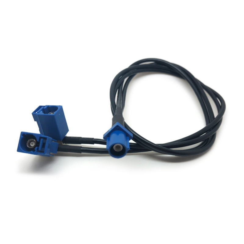 Fakra C maschio doppio Fakra C femmina angolo retto tipo Y cavo splitter RG174 estensione antenna GPS per auto spirale