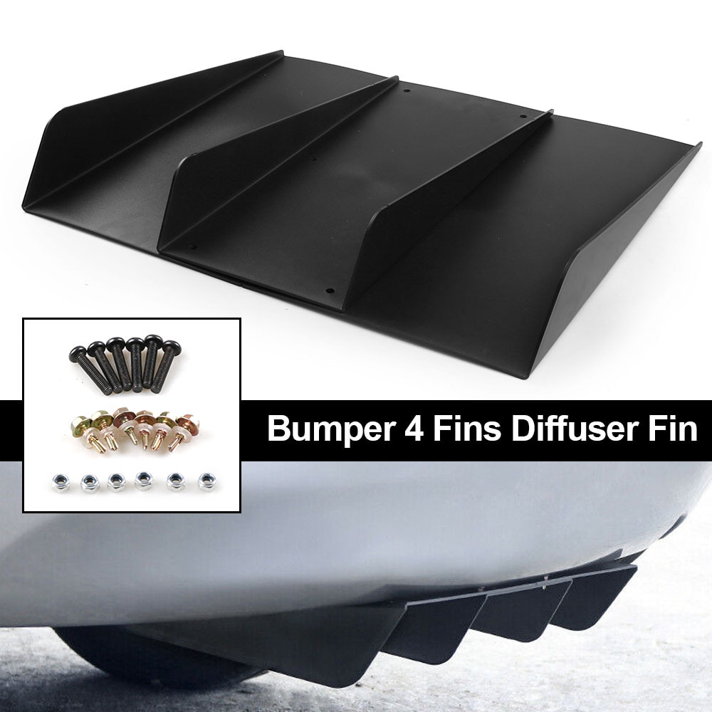 thumbnail image 2 of 22x21 ABS Black Universal Rear Bumper Diffuser – 4 Fins Canard Fit For Nissan, SDeelCase, Performance Custom 2 of 4
