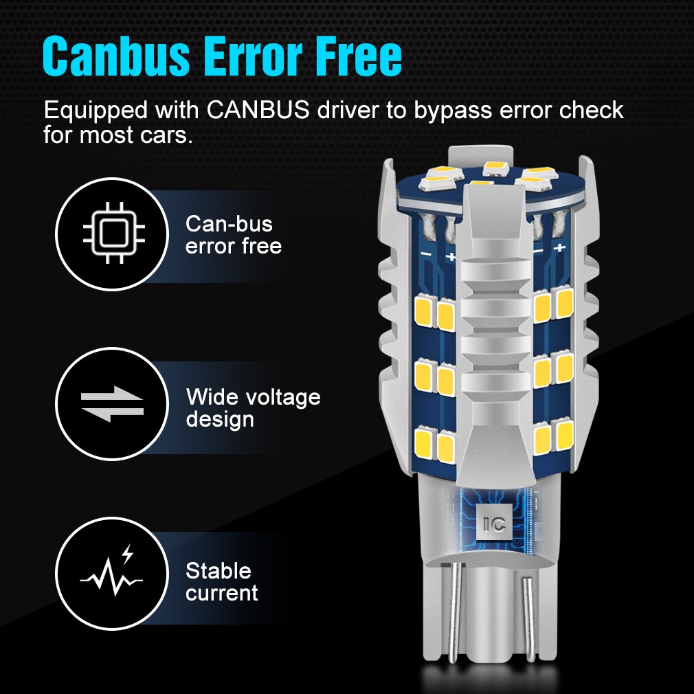 2Pcs T15 Led Licht W16W Led Canbus Geen Fout 912 921 WY16W Lamp Auto Backup Reverse Light Tail Auto lamp Amber Rood Wit 6000K