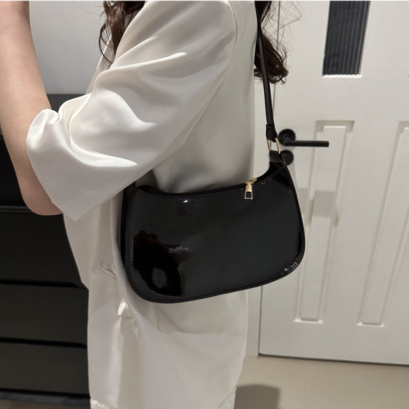 PU Leather Solid Color Small Square Bag Single Shoulder Armpit Handbag Women's Casual Commuting Bag Korean Style