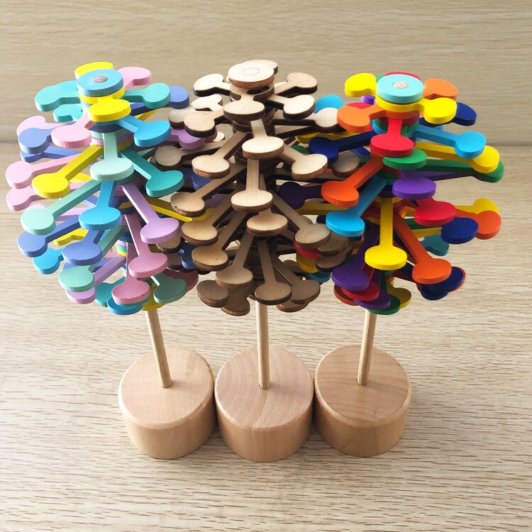 Colorful Originality rotate Lollipop Ornament anti stress Relief toy for children Top Fibonacci sequence wood