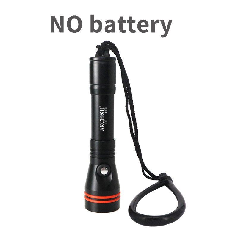 Linterna de buceo arcon C10R, linterna de buceo con carga USB, chip LED CREE de 1200 lúmenes, impermeable, lámpara de iluminación para buceo de 100m: No battery