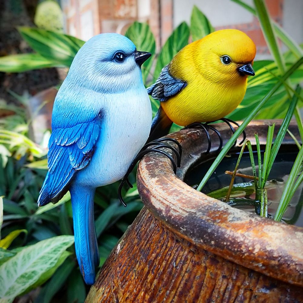 Garden Decor Resin Bird Ornament Cute Simulation Animal Statue Decorative Miniatures Sculpture Garden