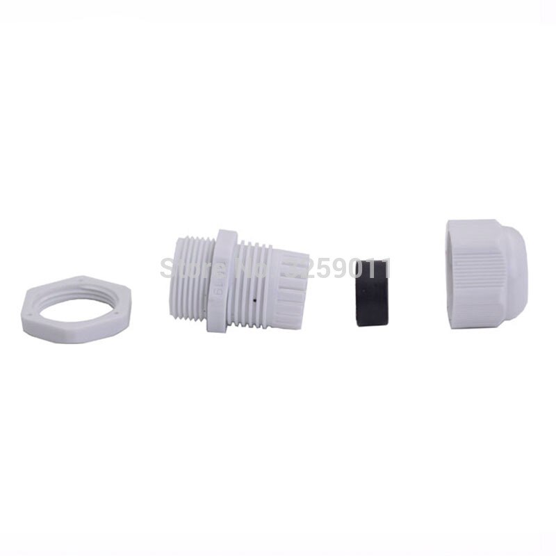 50PCS Cable Glands PG 19 Black White Waterproof Adjustable Nylon Connectors Joints With Gaskets 12-16mm For Electrical Appliance
