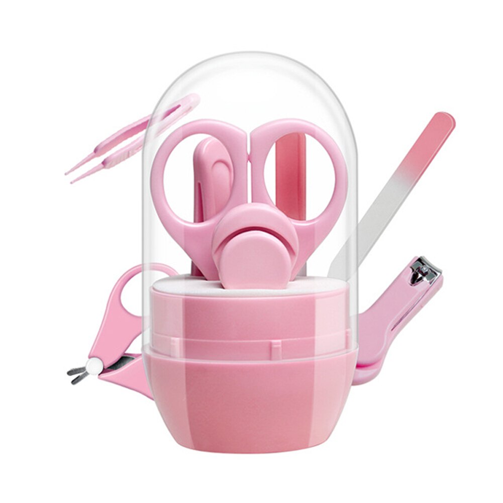 4 pçs/set bebê segurança cuidados com as unhas conjunto kits de saúde do bebê cor sólida infantil aparador de dedo portátil tesoura clippers caixa: B Baby Nail Care