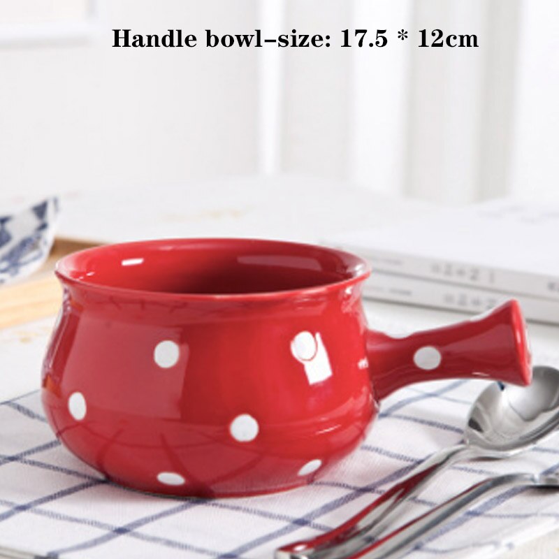 Color esmalte de vajilla de puntos fruta y arroz de cerámica plato de postre plato de ensalada de carne bandeja para hornear asado de encargarme de la cena vajilla: Red-C