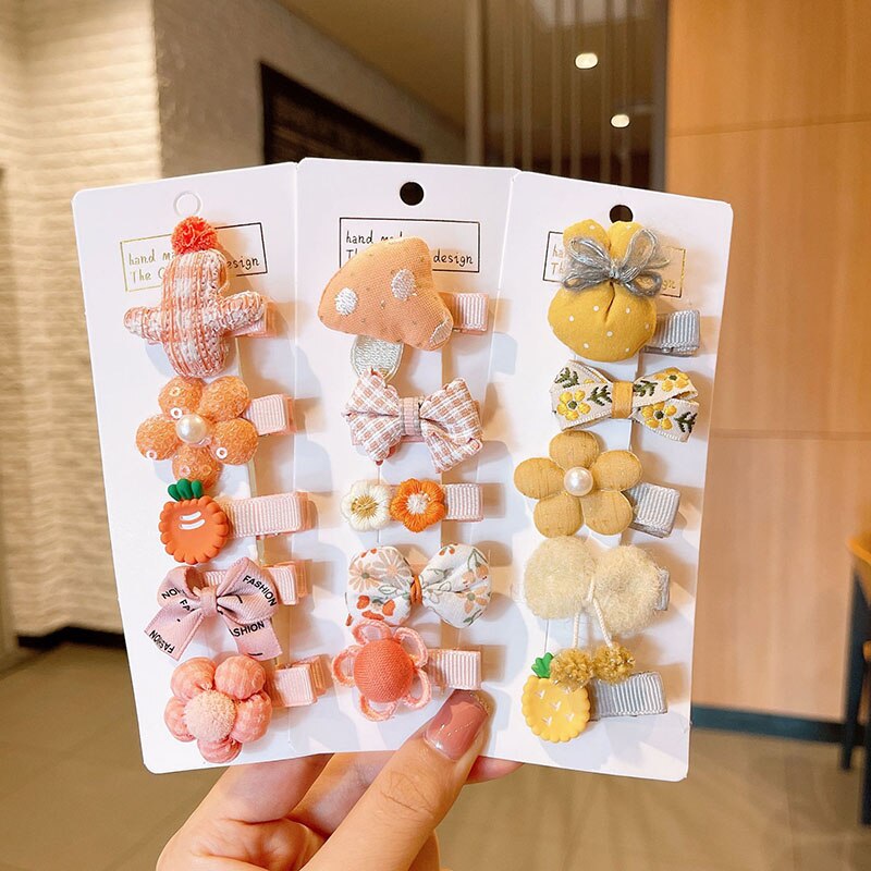 5 Teile/satz Nette Karikatur Baby Mädchen Haarnadeln Bogen Blume freundlicher Mini Haar Clips Barrettes freundlicher Haarnadeln Baby Haar Zubehör