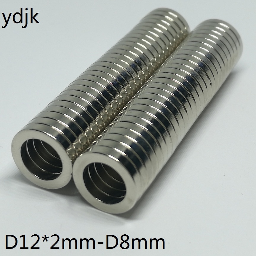 10 20 50 100PCS/LOT Ring Magnet 12*2 hole 8 Neodymium Magnet 12x2 N35 Strong mm NdFeB Permanent magnet 12x2-8 Nickel plating