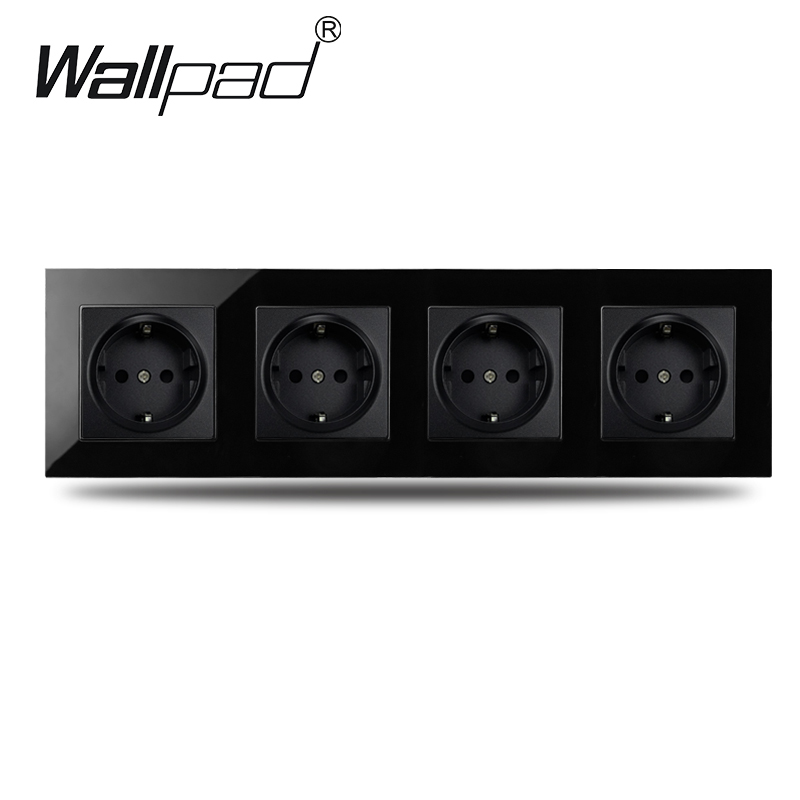 16A presa a muro quadrupla EU telaio in vetro cristallo 4 prese elettriche presa bianca nera dorata grigia 110V 250V per la casa: Tipo 12