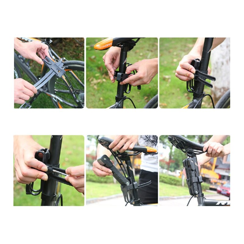 Folding Bicycle Lock Steel Portable Bike Lock Security Cable Locks Anti-Theft Combination Mountain Bike Riding Tools Lock