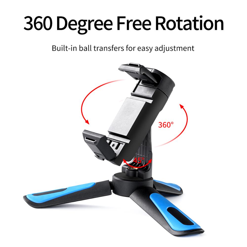 TELESIN Mini Selfie bâton trépied 360 ° tête de boule et chaussure froide pince de téléphone pour GoPro Osmo Action Insta360 iPhone Android monopode