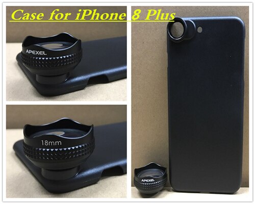 Apexel Optic Pro Lens-Kit de lente de cámara para teléfono móvil, lente de gran angular de 100 grados, alta claridad, para iPhone X, 8, más, smartphones, 18MM: case for iphone8plus