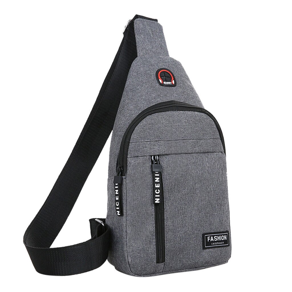 Homemari-Bolso cruzado con carga USB para hombre, bolsa de pecho, de viaje, para deporte al aire libre, Picnic diario, de hombro: A-gray