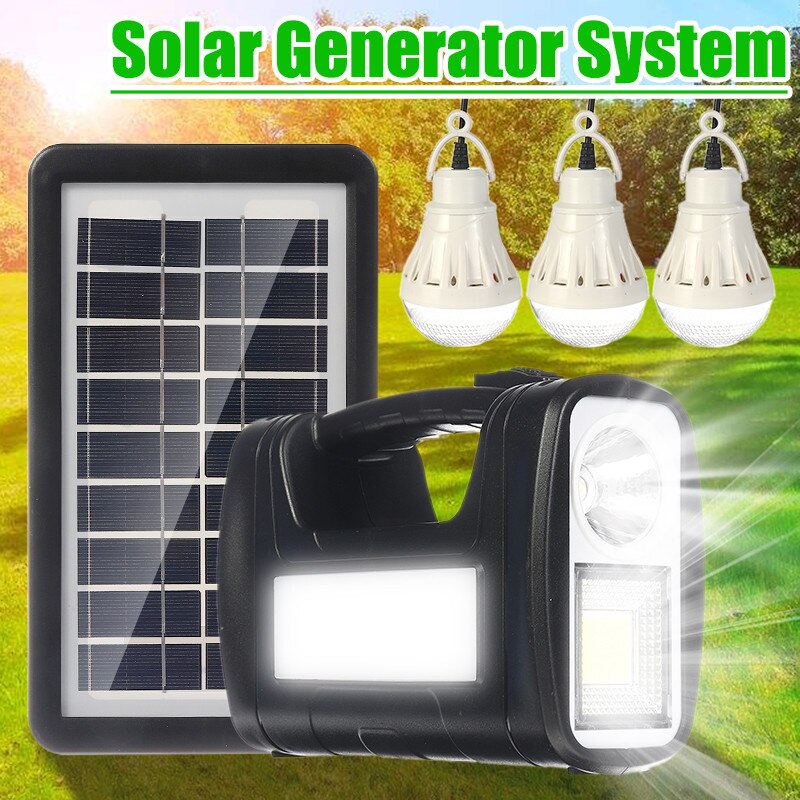 4000Mah Solar Power Generator 3 Led Lampen Thuis System Solar Power Panel Opslag Generatoren Duurzaam Usb Lader Noodverlichting