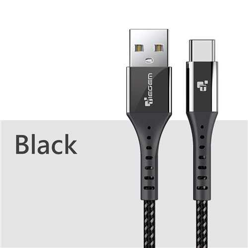 TIEGEM rodzaj usb C kabel do Samsung S9 S8 szybkie ładowanie typu C z ładowaniem telefonu komórkowego drut usb C kabel do xiaomi mi9 Redmi note 7: Black / 1 m