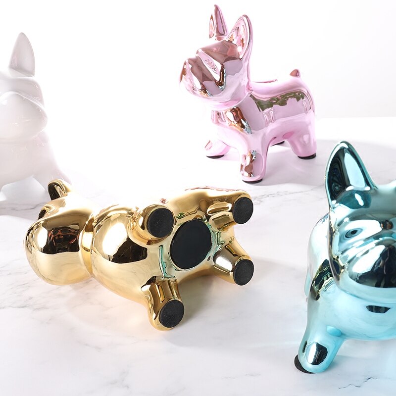 5 Kleur Keramische Bulldog Spaarpot Leuke Plating Puppy Piggy Banken Thuis Slaapkamer Woonkamer Desktop Versiering Spaarpot Mode