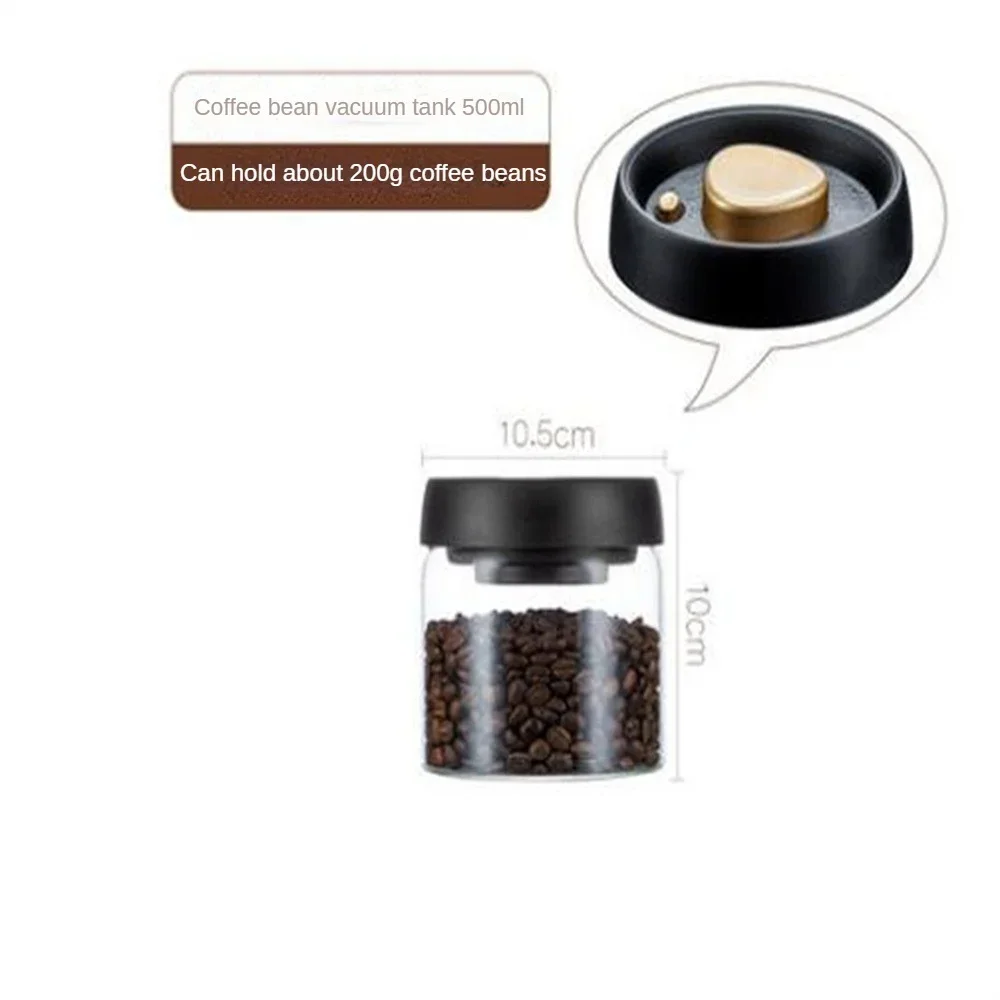Koffiebonen Vacuümverzegelde tank Transparant glas Voedselopslagpotten Huishoudelijke vochtbestendige luchtafzuiging Luchtdichte container: Black
