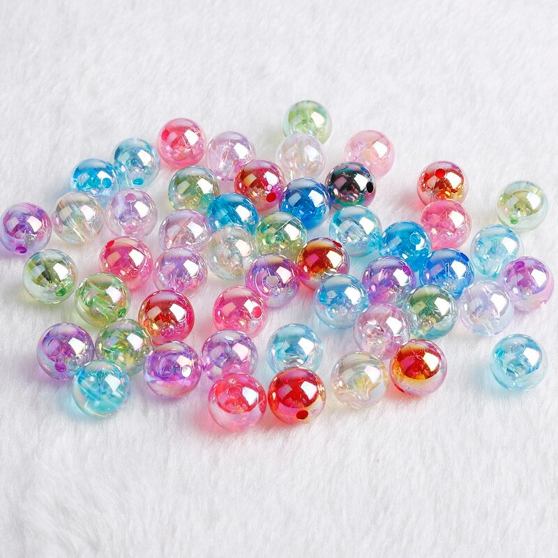 50 ~ 100 Stuks 6 8 10 12mm AB regenboog kleur Ronde Acryl Kraal Losse Spacer Kralen Voor Sieraden maken DIY Armband Bevindingen